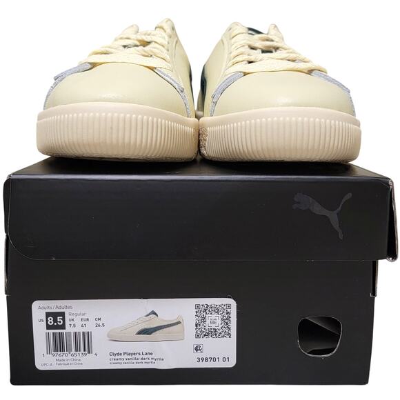 Puma Men Clyde Players Lane Sneakers Size US 8.5 Creamy Vanilla Dark Myrtle main image 5